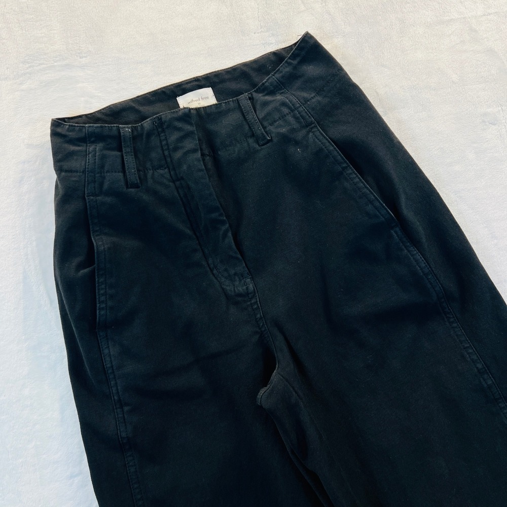 Wilfred Free Aritzia Black High Waisted Wide Leg Pants 00 Cotton Lyocell Mix